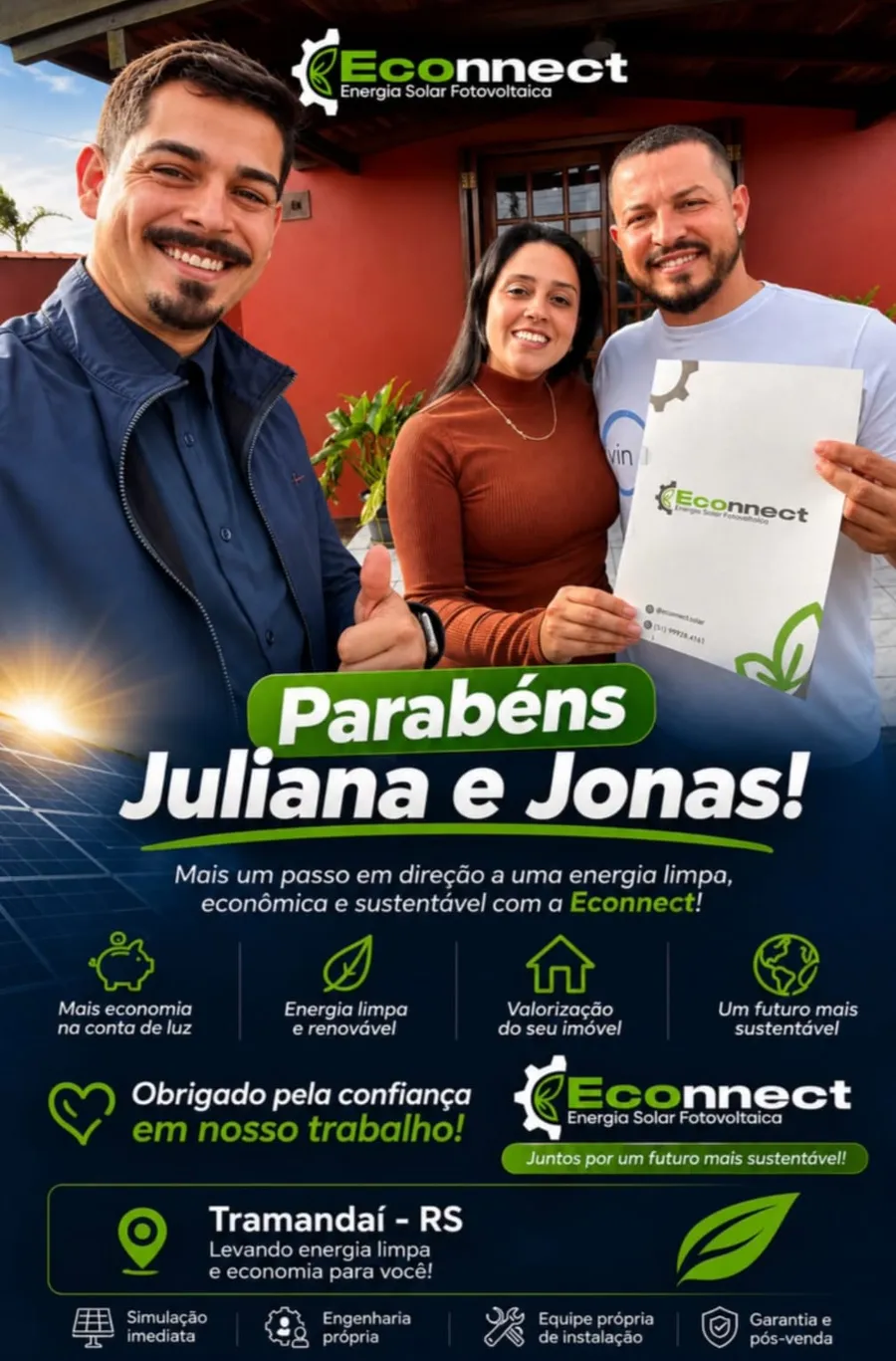 Post de entrega: Parabéns, Juliana e Jonas! Tramandaí, RS.